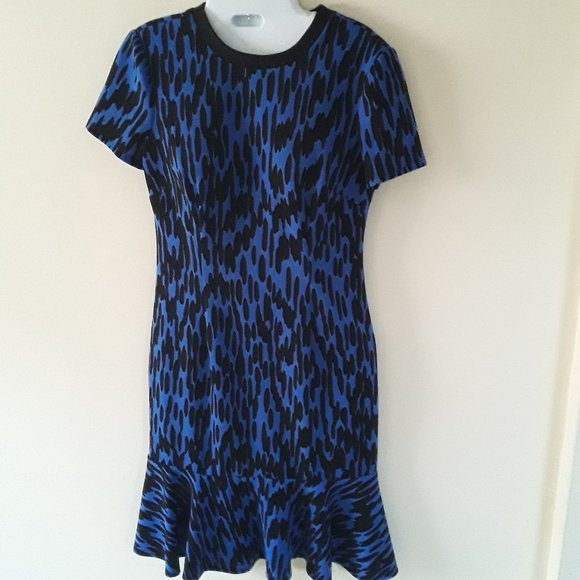 London Times Royal Blue Animal Print Dress 2 - Picture 1 of 15